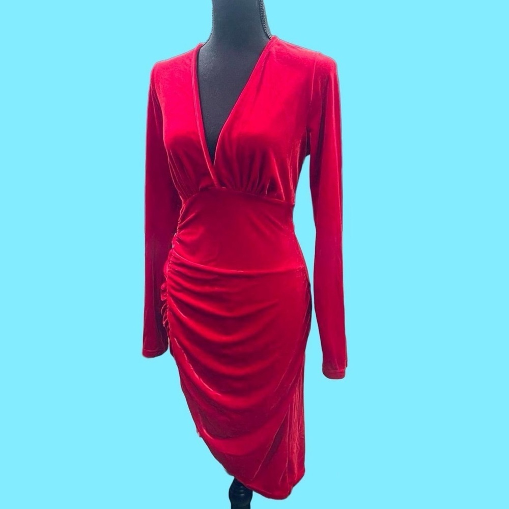 Red Velvet Cake Bodycon Sexy Velvet Red Dress Size Large